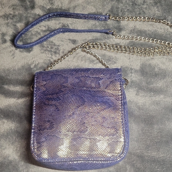 Handbags - Elegant Lavender and Metallic Snake Print Crossbody Bag